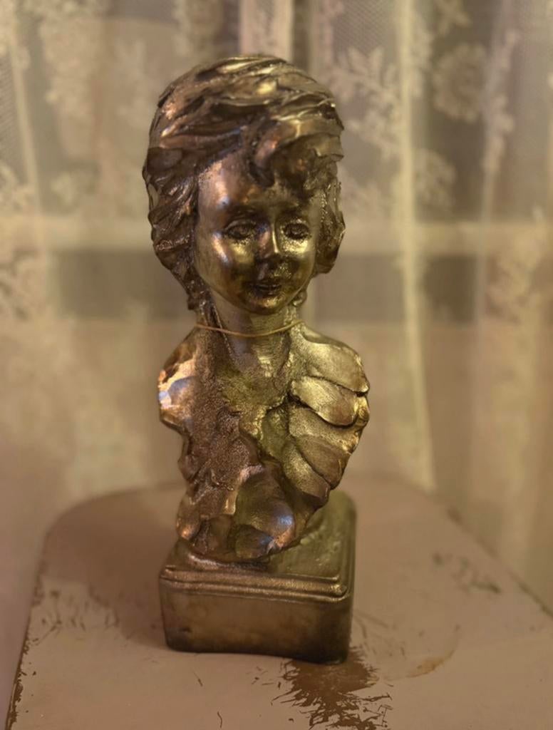 Vintage Luigi Paoletti zilveren sculptuur Buste jonge vrouw, Ophalen of Verzenden