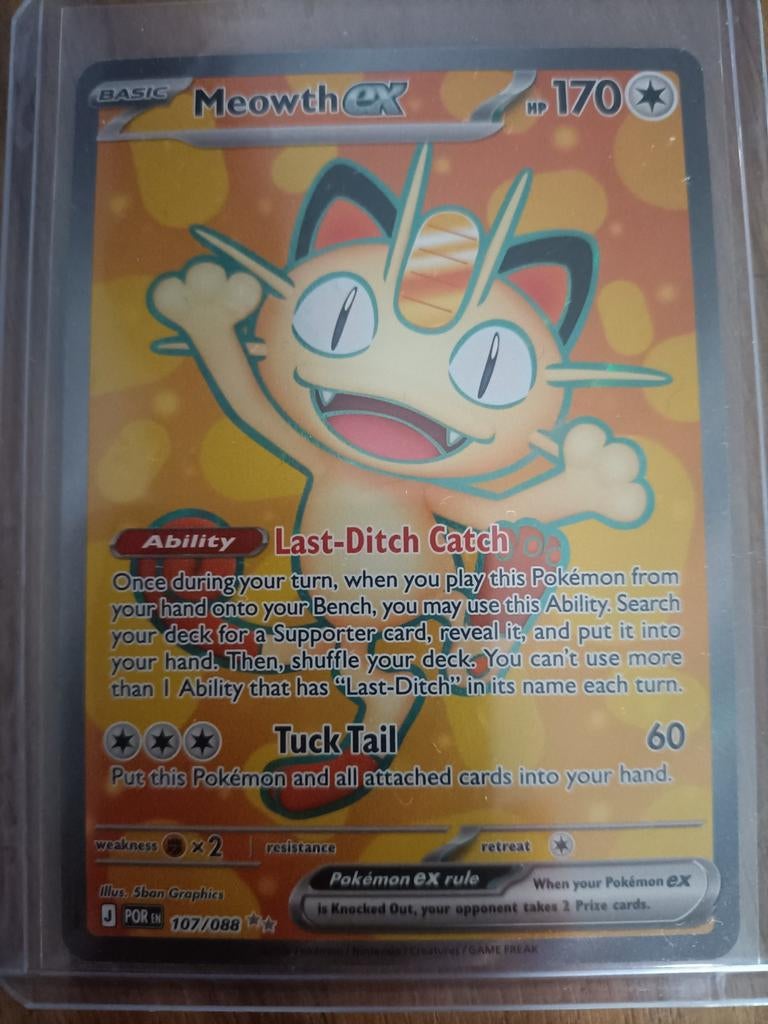 Meowth ex 107/088 - Pokemon kaart, Ophalen of Verzenden, Zo goed als nieuw, Losse kaart, Foil