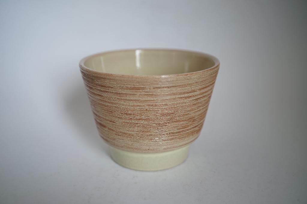 vintage bloempot geel vaas blauw aardewerk adco reliëf., Gebruikt, Rond, Binnen, Ophalen of Verzenden