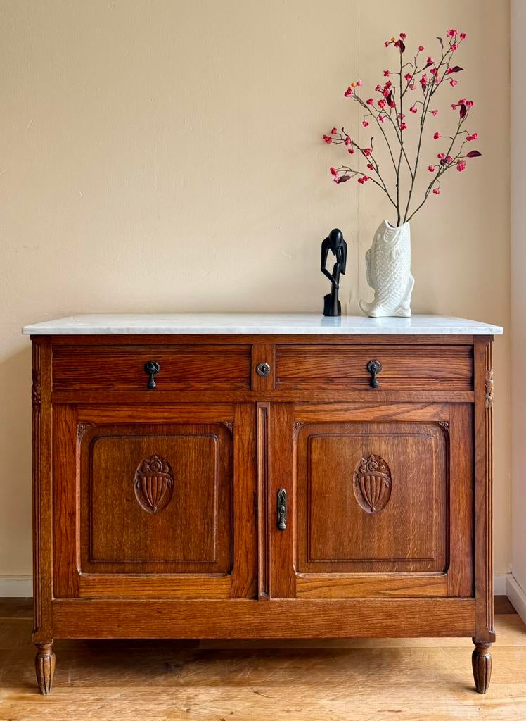 Antiek dressoir / commode marmer blad, Huis en Inrichting, Ophalen, Zo goed als nieuw, 25 tot 50 cm