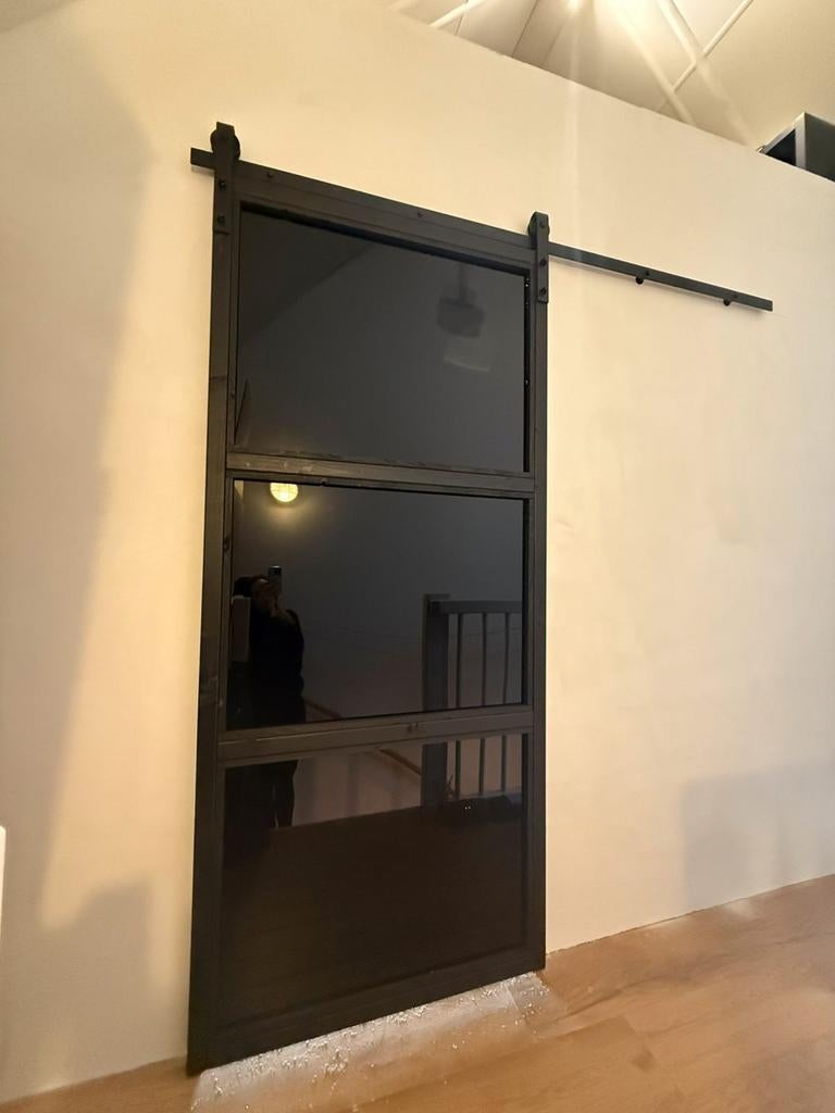 Staallook schuifdeur in elke maat, inclusief railsysteem, 100 tot 120 cm, Binnendeur, Nieuw, Barndoorshop