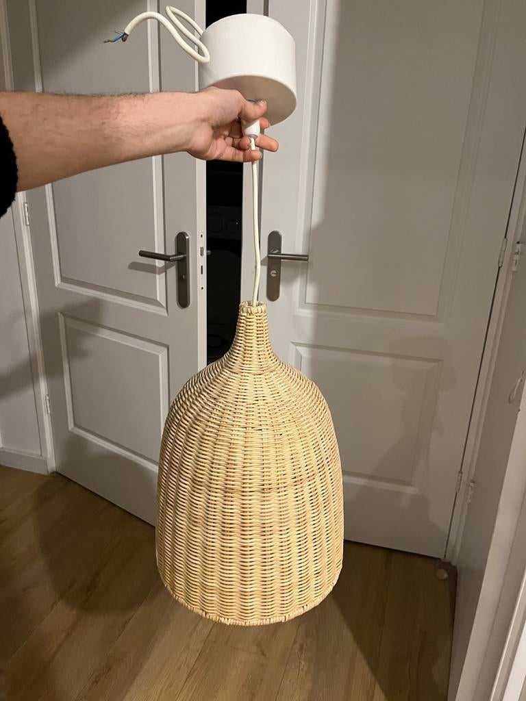 rotan lamp, Ophalen of Verzenden, Zo goed als nieuw, 50 tot 75 cm