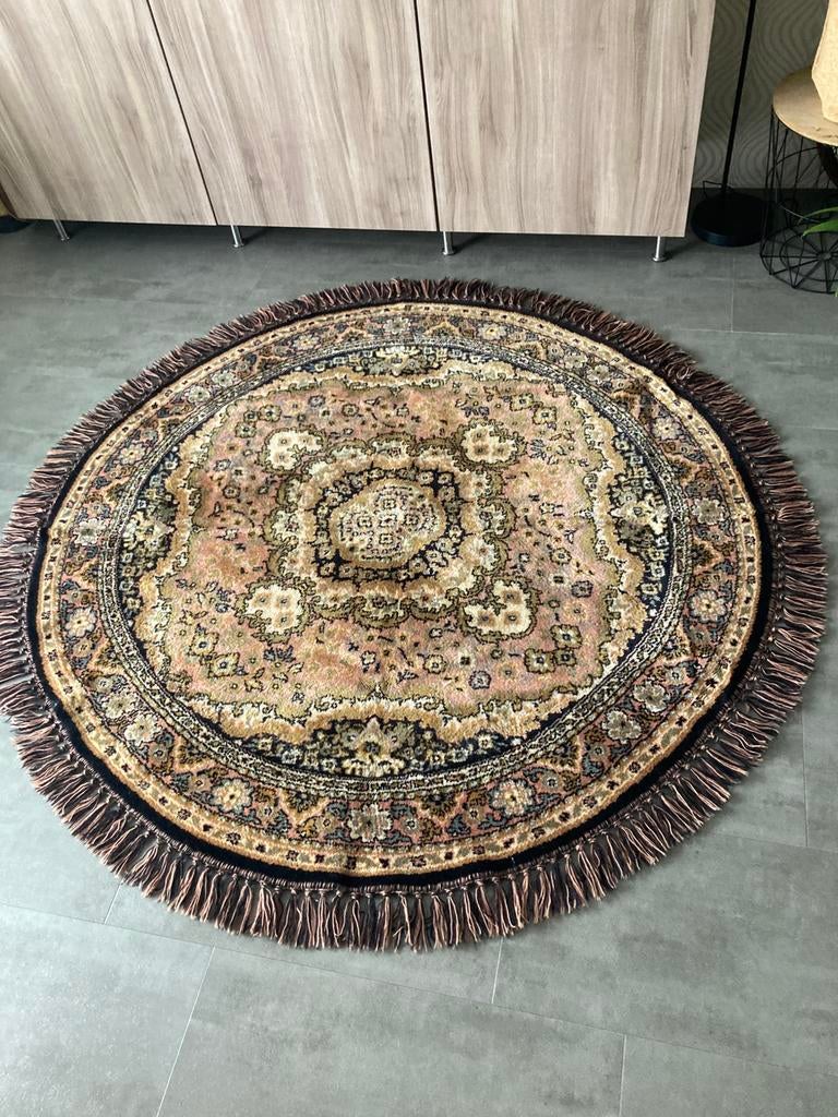 Tafelkleed vintage rond smyrna wol, Huis en Inrichting, Ophalen of Verzenden, Zo goed als nieuw, Rond