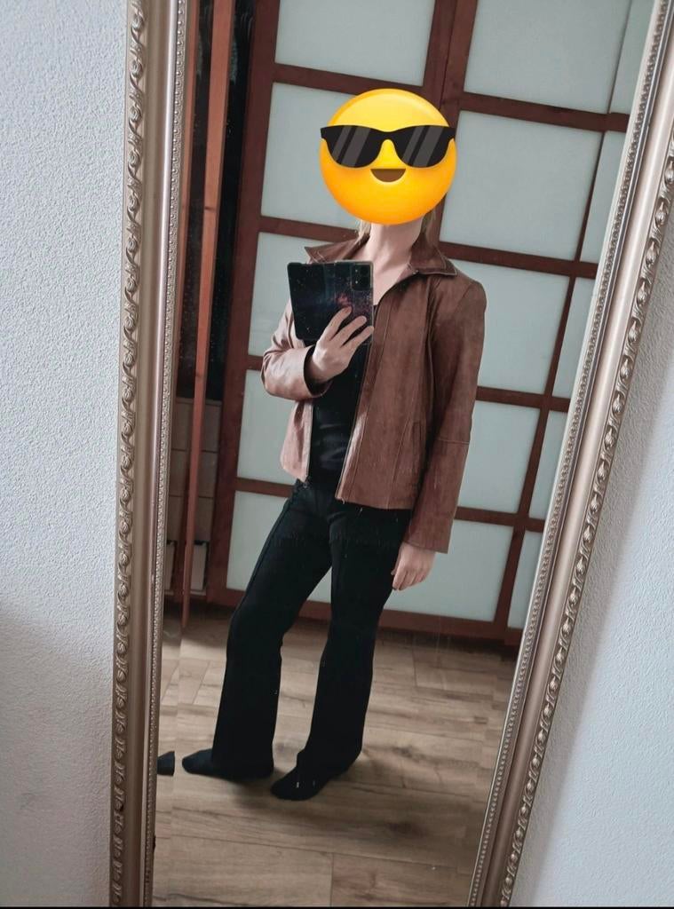 Kalfs leren jas EMAC maat 40, Kleding | Dames, Bruin, Maat 42/44 (L), Ophalen of Verzenden, Zo goed als nieuw