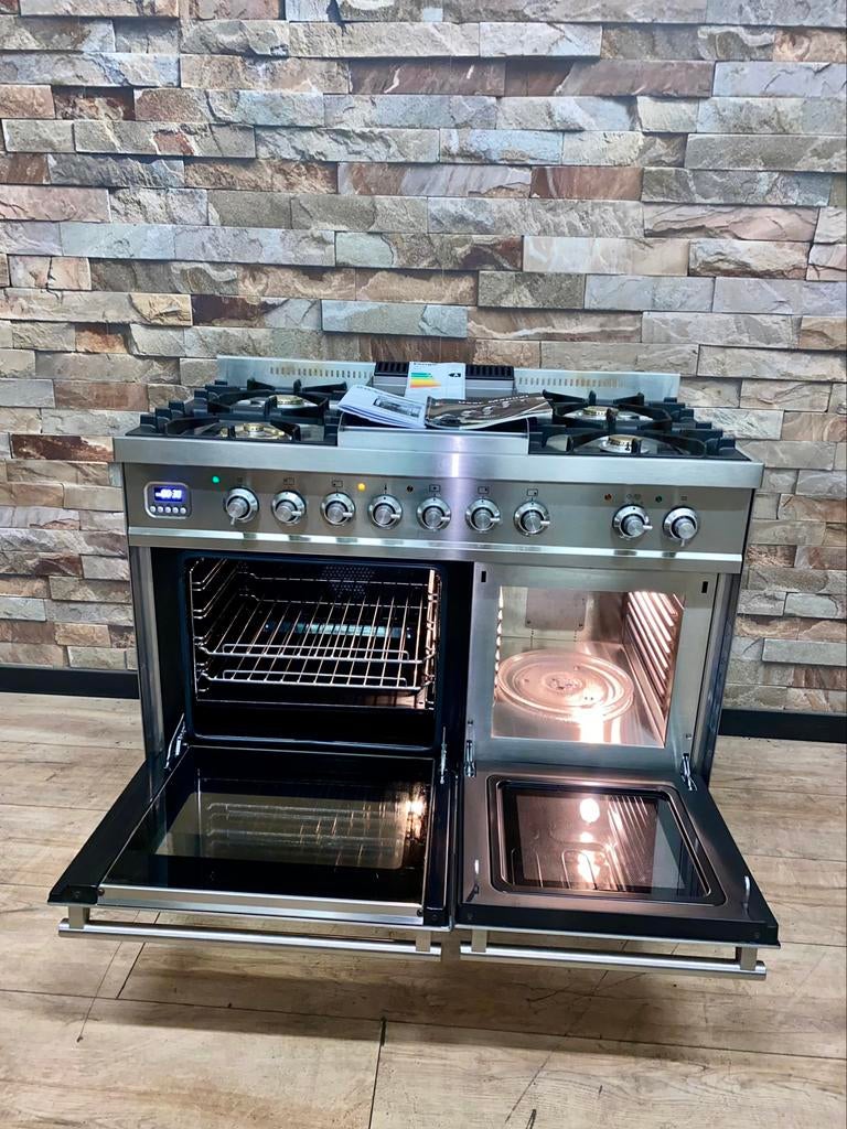 Luxe Boretti Fornuis 5 pits Frytop & Combimagnetron 100 cm, 60 cm of meer, Fornello Esperta, Grill, Ophalen of Verzenden