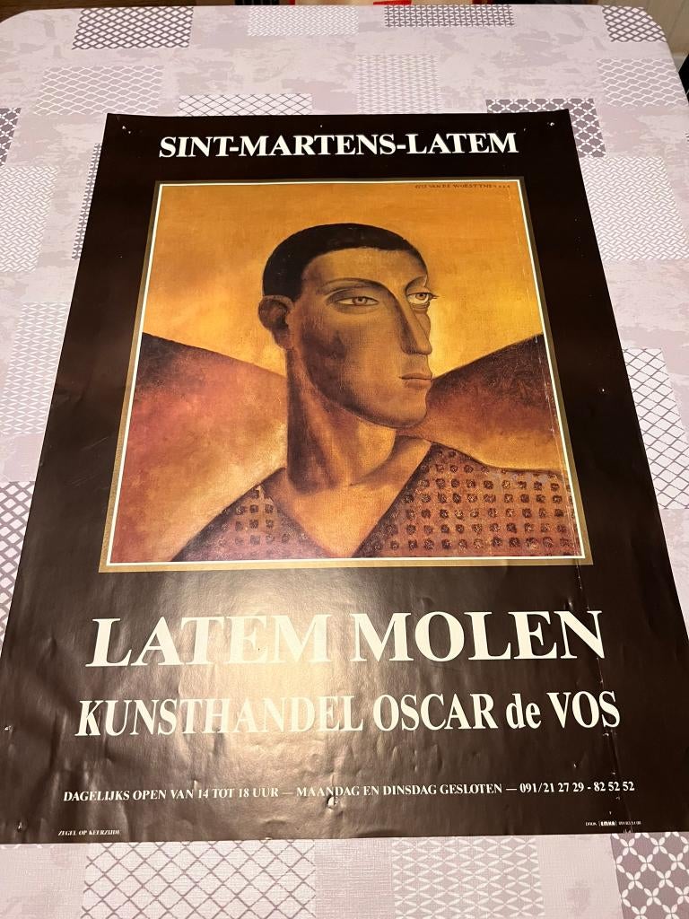 Vintage Poster Sint-Martens-Latem, Latem Molen Kunsthandel O, Ophalen of Verzenden, A1 t/m A3, Reclame, Rechthoekig Staand