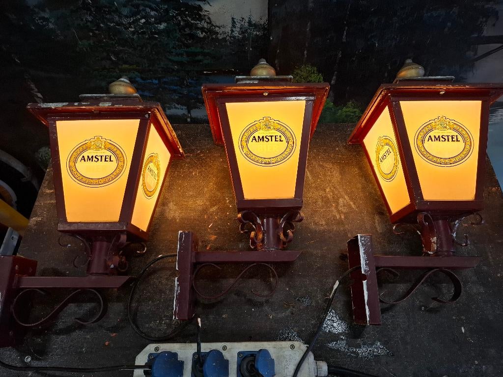 amstel bier lantaarns retro amstelbier vintage, Verzamelen, Biermerken, Gebruikt, Overige typen, Amstel, Ophalen