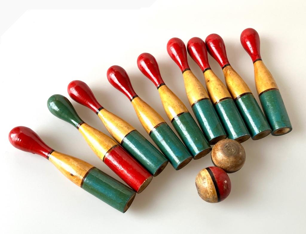 Vintage kegelset - Hout - Jaren 50 <, Antiek en Kunst, Antiek | Speelgoed, Verzenden