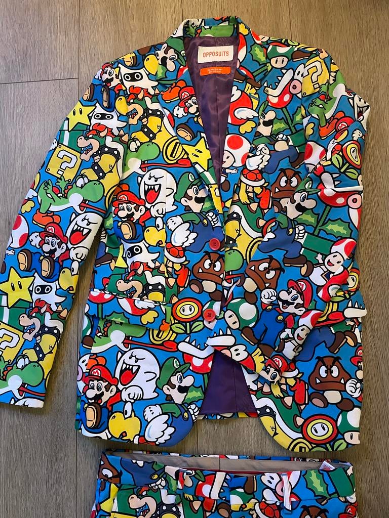 Opposuits Mario Pak - maat 170-176, Kinderen en Baby's, Carnavalskleding en Verkleedspullen, Ophalen of Verzenden, Zo goed als nieuw