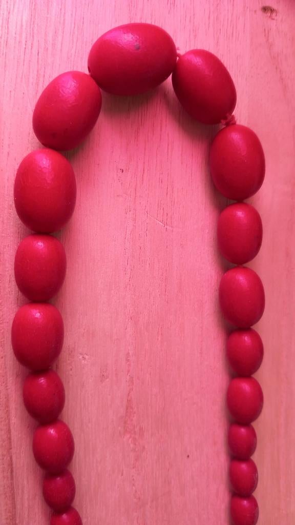 Osserood Bakelieten Ketting Vintage, Sieraden, Tassen en Uiterlijk, Kettingen, Ophalen of Verzenden, Gebruikt, Rood, Kunststof