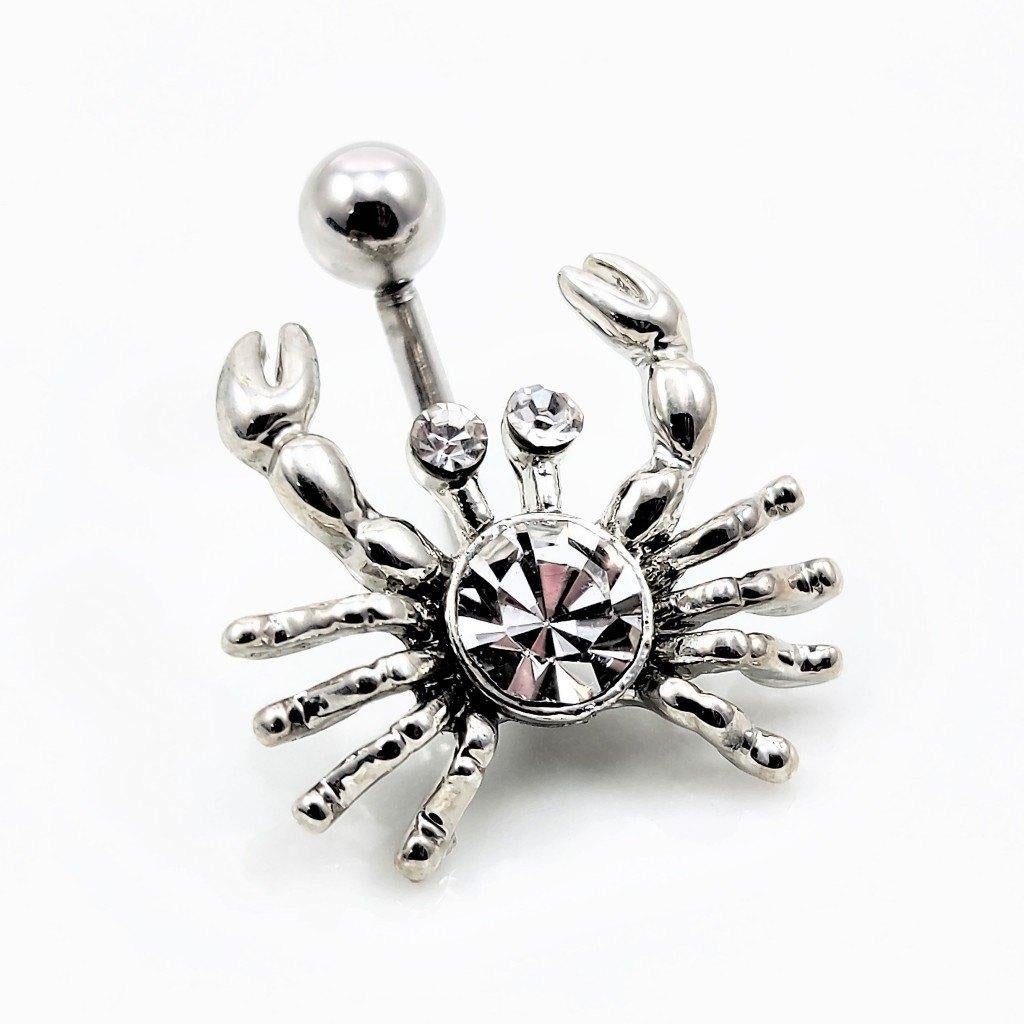 Roestvrij Stalen Zeekrab Navel Piercing - RVS Kristal, Navelpiercing, Staal, Birgitta-Gracht 33, 6465 EL Kerkrade, Nederland, Verzenden