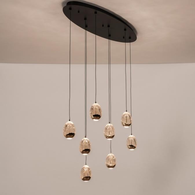 hanglamp led glas ei amber eettafel eethoek tafel lamp ovaal, Ophalen of Verzenden, Nieuw, Glas, Minder dan 50 cm