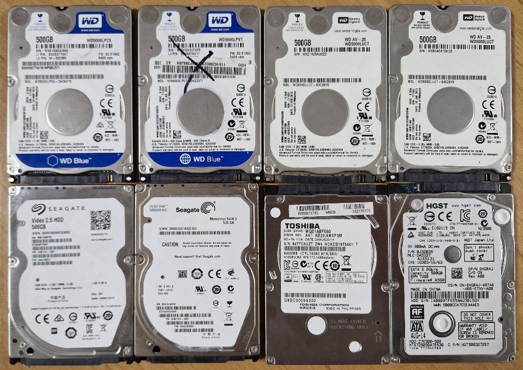 Diverse laptop harde schijven, Intern, Gebruikt, Diversen, -