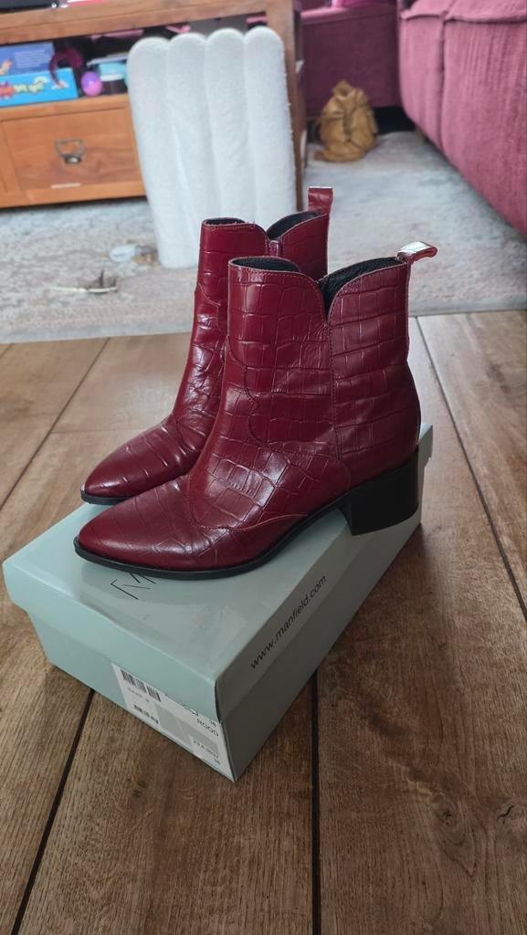 Manfield leren laarsjes bordeaux mt 37/38, Ophalen of Verzenden, Zo goed als nieuw, Rood