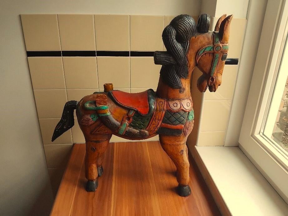 Houten kermispaard draaimolenpaard houten paard, Antiek en Kunst, Curiosa en Brocante, Ophalen of Verzenden