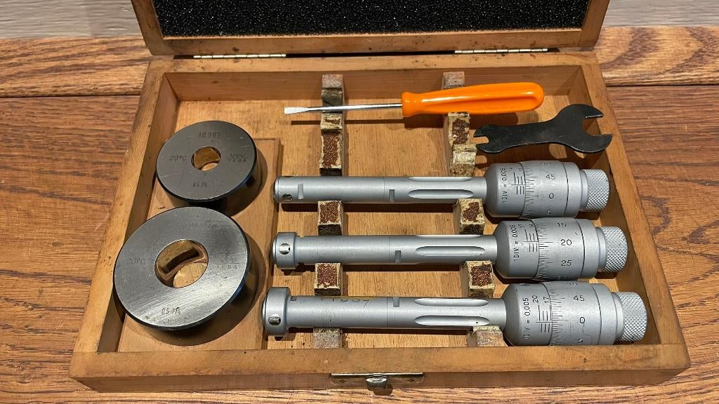 Tesa 3 punt binnen micrometer Set 11-20mm 0,005mm, -, Ophalen of Verzenden, Zo goed als nieuw, Tesa SA