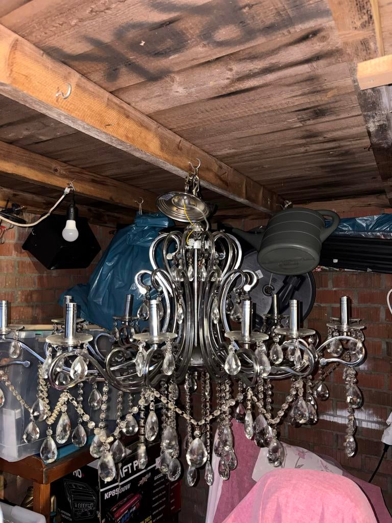 Kristallen kroonluchter met 12 armen, Huis en Inrichting, Lampen | Kroonluchters, Zo goed als nieuw, Ophalen