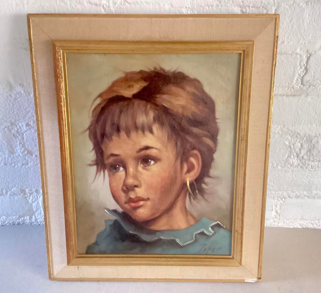 Vintage olieverfschilderij: Zigeunermeisje. Gesigneerd., Antiek en Kunst, Kunst | Schilderijen | Klassiek, Ophalen of Verzenden