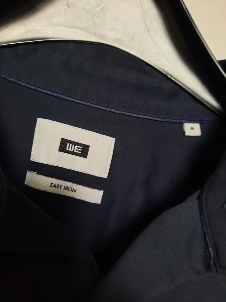 WE Overhemd Marine Blauw maat m easy iron, WE, Blauw, Zo goed als nieuw, Halswijdte 39/40 (M)
