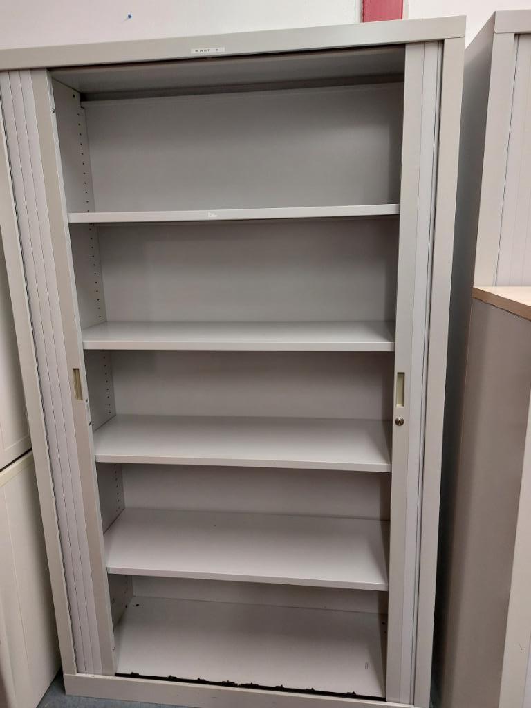 Archiefkast, roldeurkast, jaloeziekast, staal + lamellen, Gebruikt, 100 tot 150 cm, Meerdere deuren, Ophalen of Verzenden