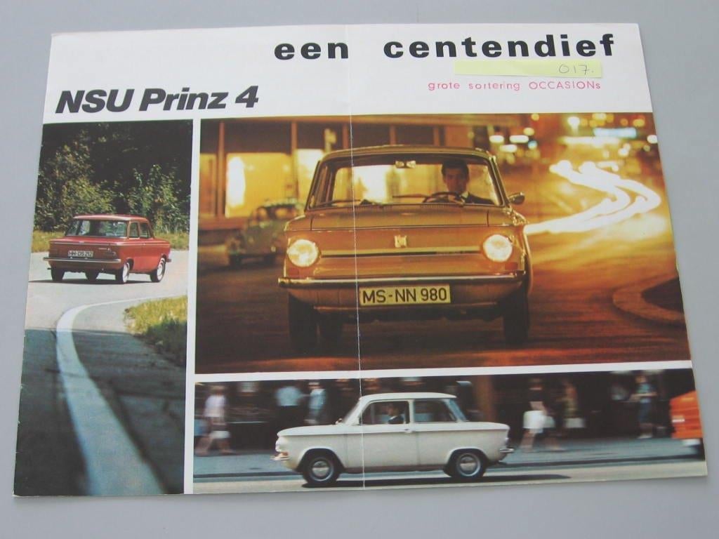 NSU 017 NSU Prinz 4 een centendief. folder, Boeken, Auto's | Folders en Tijdschriften, Zo goed als nieuw, Overige merken, Ophalen of Verzenden