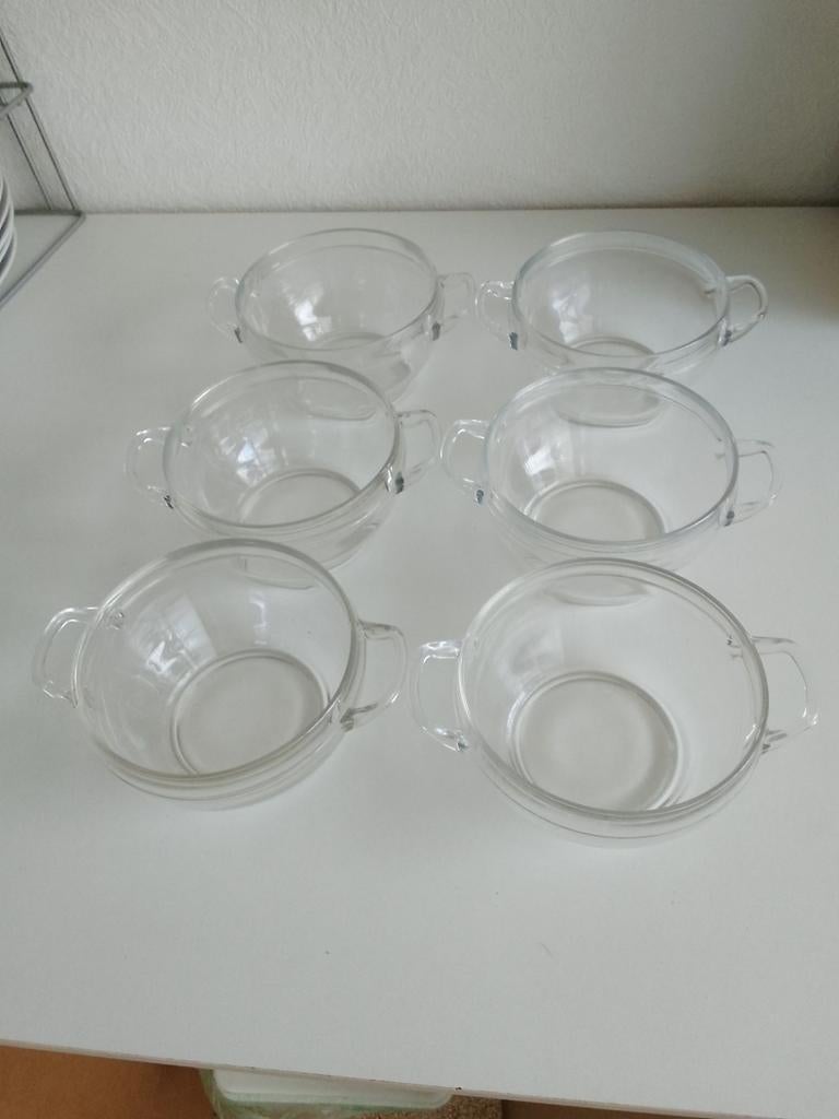 Soepkommen van glas 6 stuks, Ophalen of Verzenden