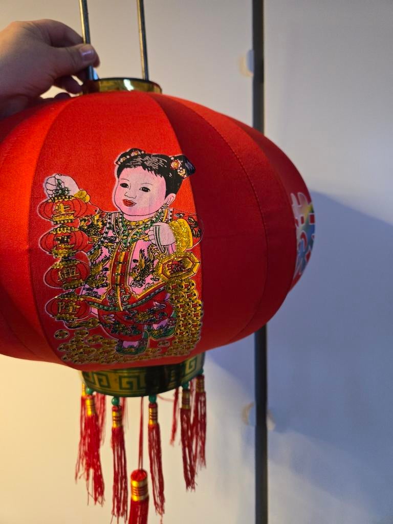 Stoffen Chinese Lantaarn, Set van 2, Ophalen of Verzenden, Gebruikt, Stof, Minder dan 50 cm