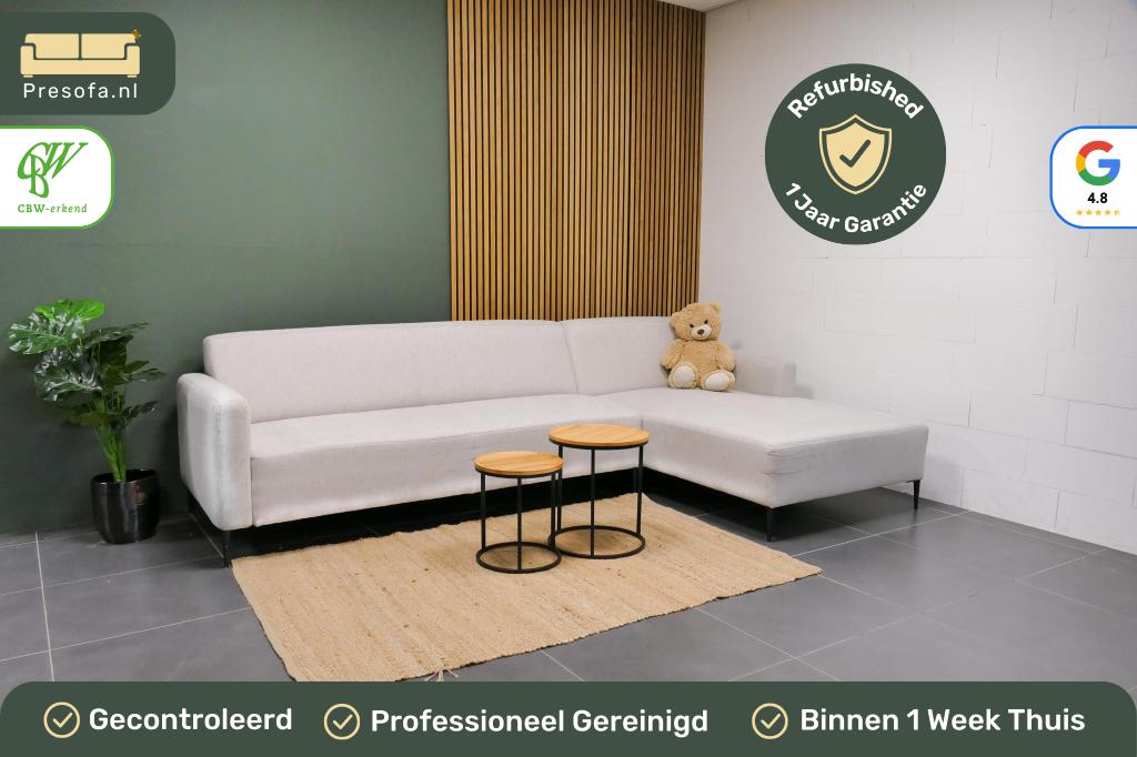 Hoekbank Beige Goossens Keywest [Refurbished], Huis en Inrichting, Banken | Bankstellen, 250 tot 300 cm, -, -, Hoekbank