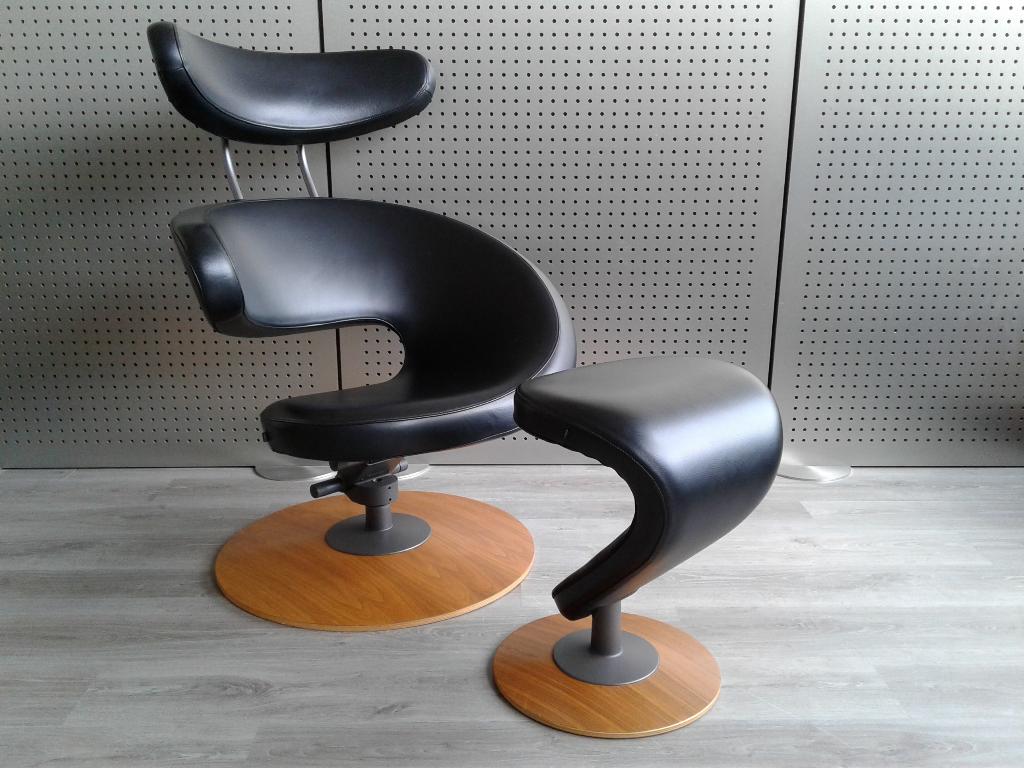 Variér (Stokke) Peel (Zwart Leder), Zeer Mooi!, Ophalen, 75 tot 100 cm, Leer, Zo goed als nieuw