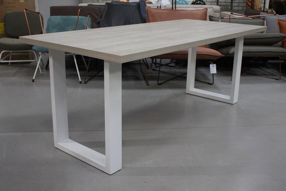 Mooie lichte tafel eettafel bureau wit hout 200x90 cm., Modern, Ophalen, Zo goed als nieuw
