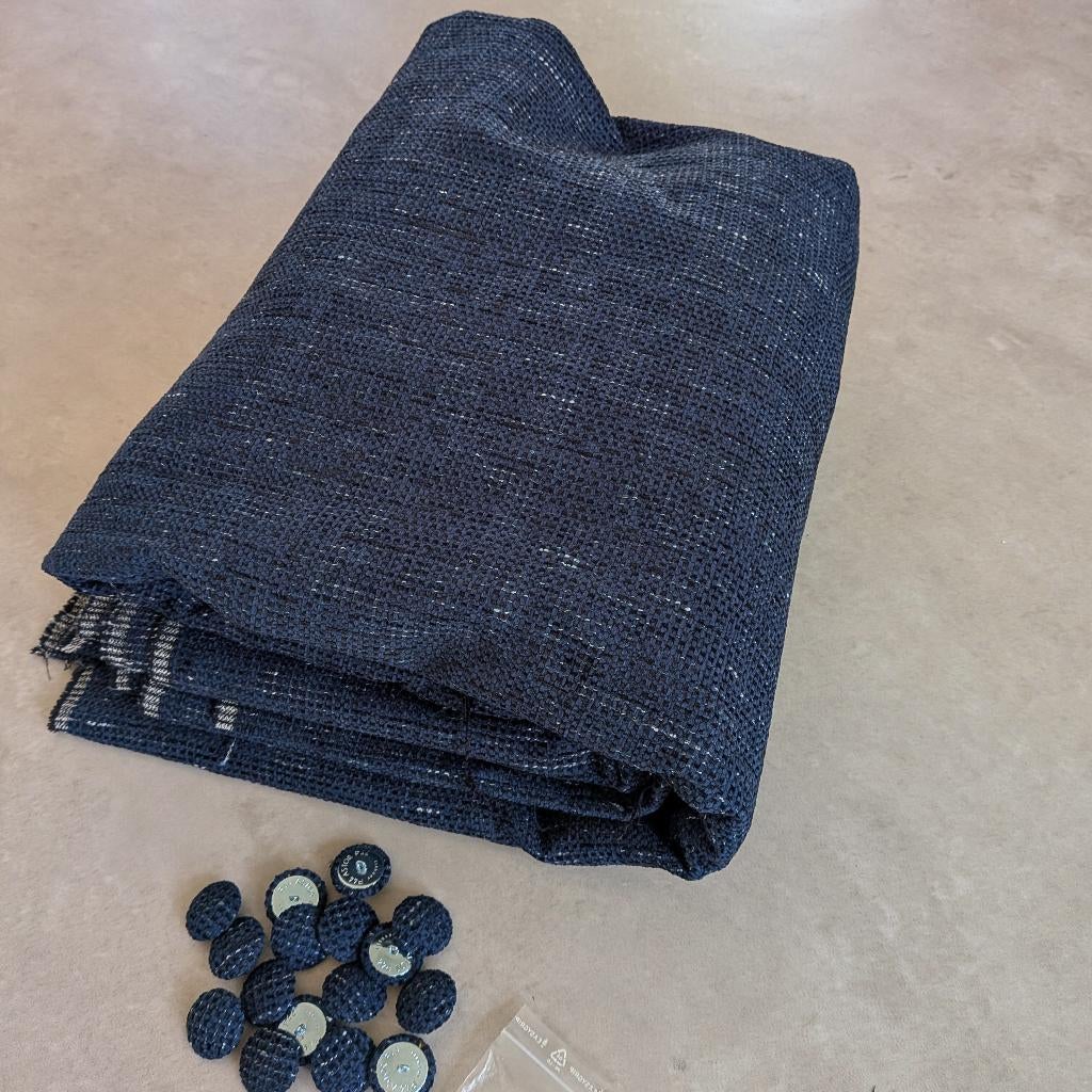 6 x 1.40 m goede kwaliteit meubelstof met 16 knopen Blauw, Hobby en Vrije tijd, Stoffen en Lappen, Blauw, 120 cm of meer, Ophalen of Verzenden