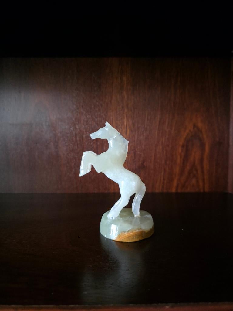 Onyx / albast paard beeldje – decoratief – vintage stijl, Antiek en Kunst, Curiosa en Brocante, Ophalen of Verzenden