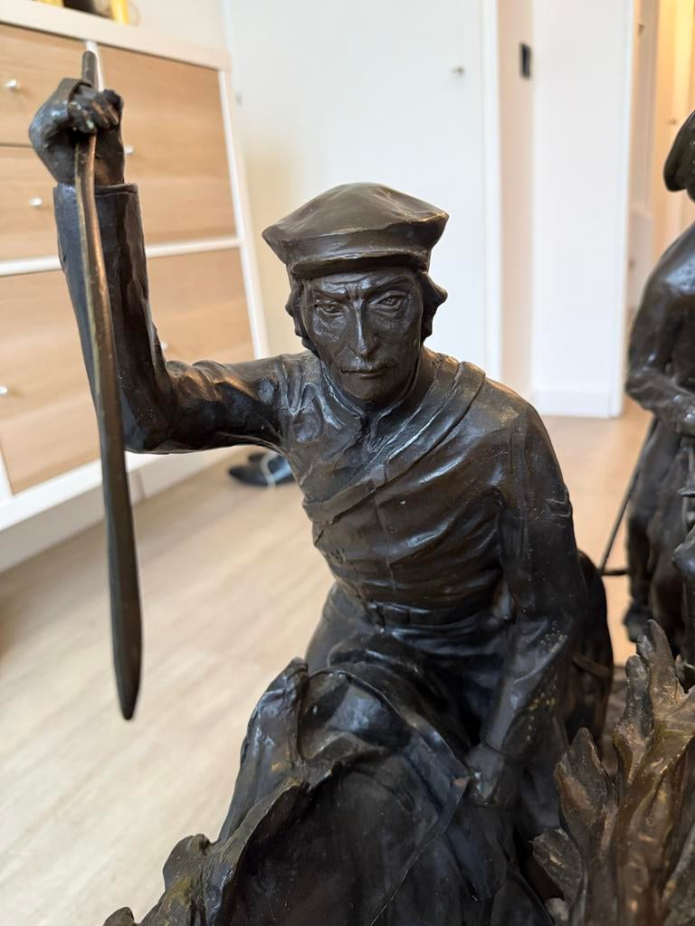 Groot Bronzen Beeld: Historische Scène te Paard 1,60m lang, Ophalen