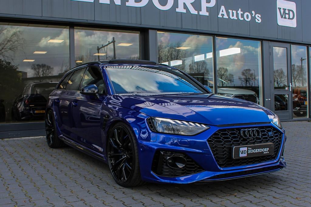Audi A4 Avant 2.9 TFSI RS4 PANO HUD B&O 530PK ABT RS4-S, Auto's, Audi, Automaat, Gebruikt, Blauw, A4