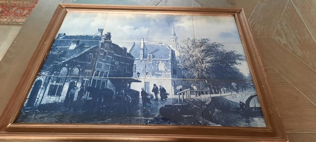 tegelplateau met delfst blauwe tegels, Antiek en Kunst, Antiek | Wandborden en Tegels, Ophalen of Verzenden