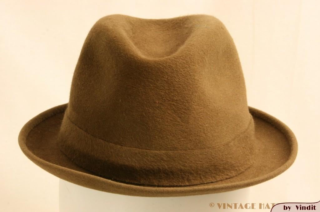 Vintage Gleufhoed Barbisio Sportex bruin 54 = XS, Ophalen of Verzenden, 57 cm (M, 7⅛ inch) of minder, Gedragen, Hoed