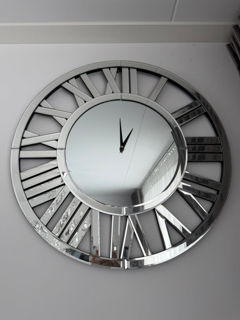 Eric kuster style klok zilverachtig, Huis en Inrichting, Woonaccessoires | Klokken, Ophalen of Verzenden, Zo goed als nieuw, Wandklok