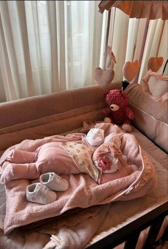 Royal Baby Boxbekleding Set Roze - Glamour Collectie, Kinderen en Baby's, Boxen, Zo goed als nieuw, Vierkant, Boxkleed, Ophalen of Verzenden