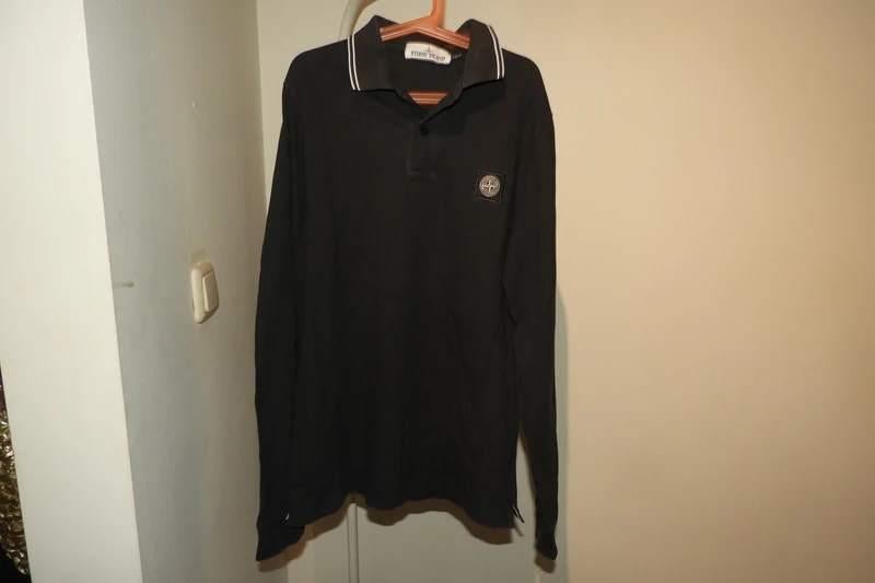 Stone Island longsleeve polo zwart lange mouw embleem S