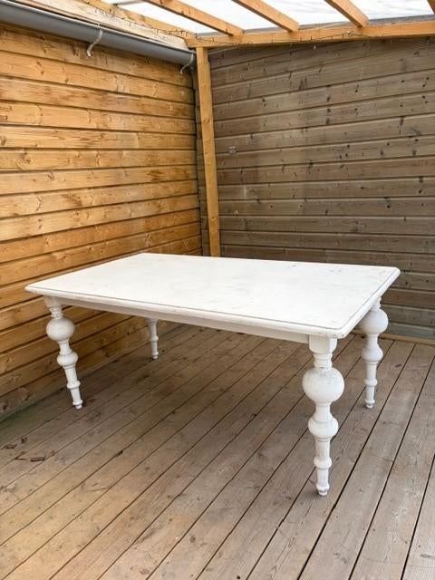 witte houten eetkamertafel, Huis en Inrichting, Tafels | Eettafels, Ophalen, Gebruikt, 50 tot 100 cm, Landelijk