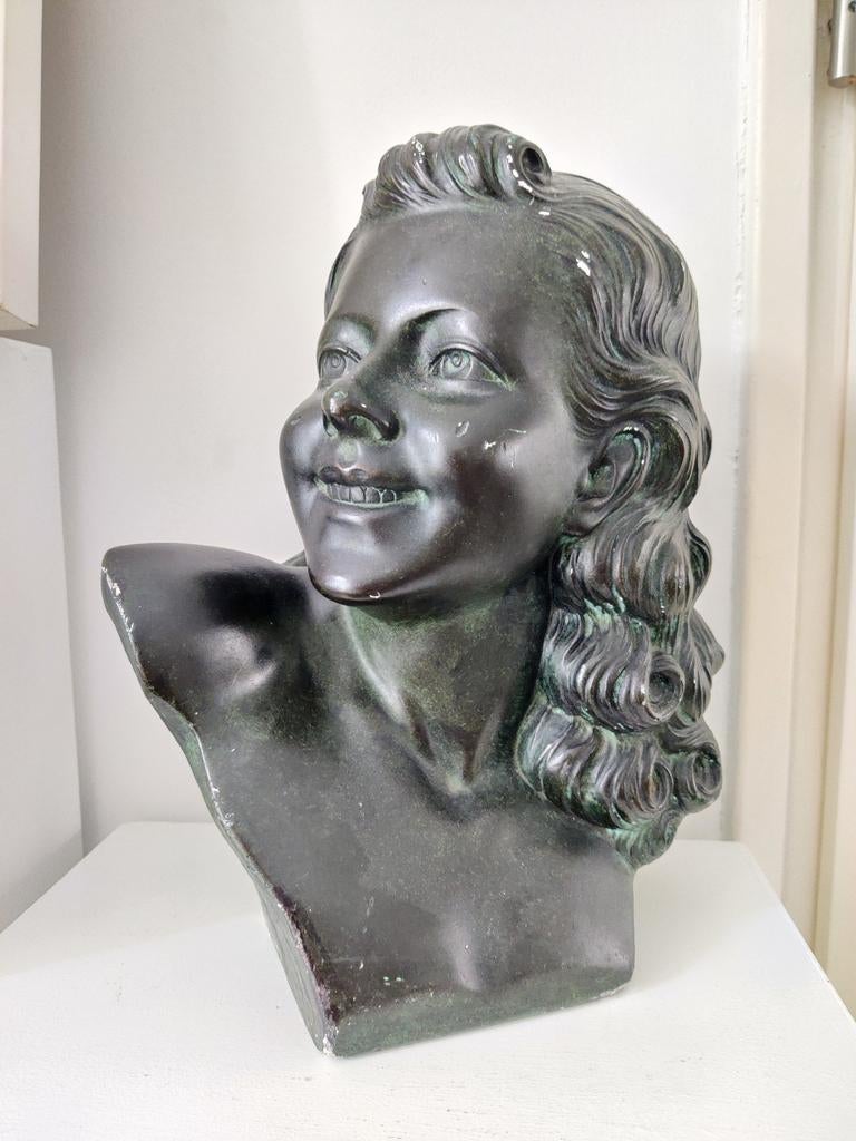 Art Deco buste vrolijk lachend meisje jaren 30, Ophalen