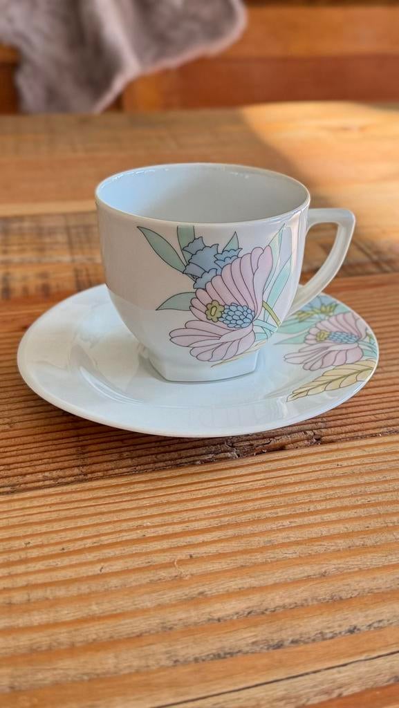 Kronester Bavaria kop en schotel pastel bloemen vintage, Ophalen of Verzenden