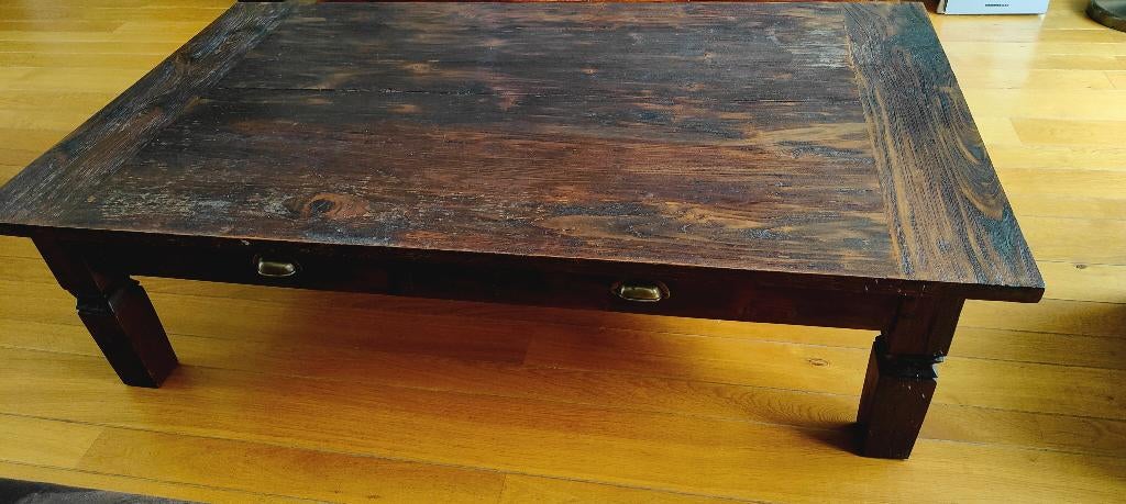 Teakhouten salontafel, Ophalen, Gebruikt, 100 tot 150 cm, Koloniaal