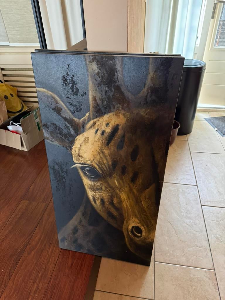 2x schilderij giraffe, Ophalen, Zo goed als nieuw, Schilderij, 50 tot 75 cm