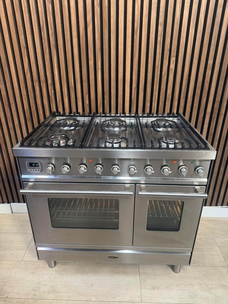 Luxe Rvs Boretti Fornuis 2 ovens 90 cm (Gratis bezorgen), 5258sh, 60 cm of meer, Ophalen of Verzenden, Zo goed als nieuw