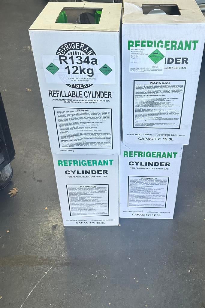 R134A Koudemiddel Aircogas 12KG NIEUW, Auto-onderdelen, Airco en Verwarming, Ophalen, Nieuw