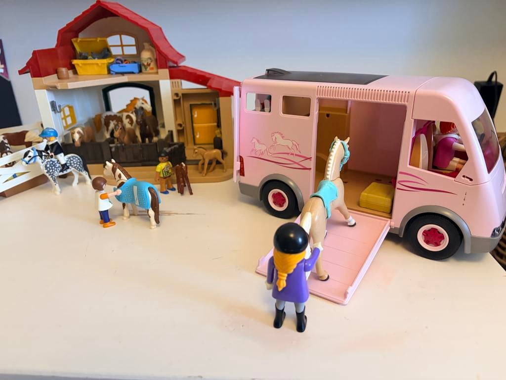 Playmobil Manege met paarden en paardentrailer, Ophalen, Gebruikt, Complete set