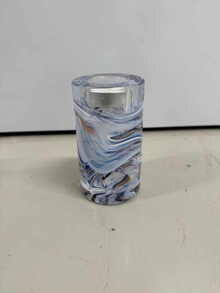 Kosta Boda Colonne-kandelaar Anna Ehrer wit/blauw, Ophalen of Verzenden