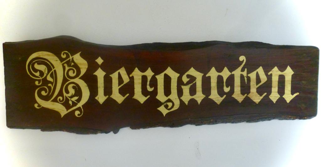 Groot handgeschilderd houten Biergarten bord / Duitsland, Reclamebord, Nieuw, DeKameraadschap, Dj.kammeraat@telfort.nl