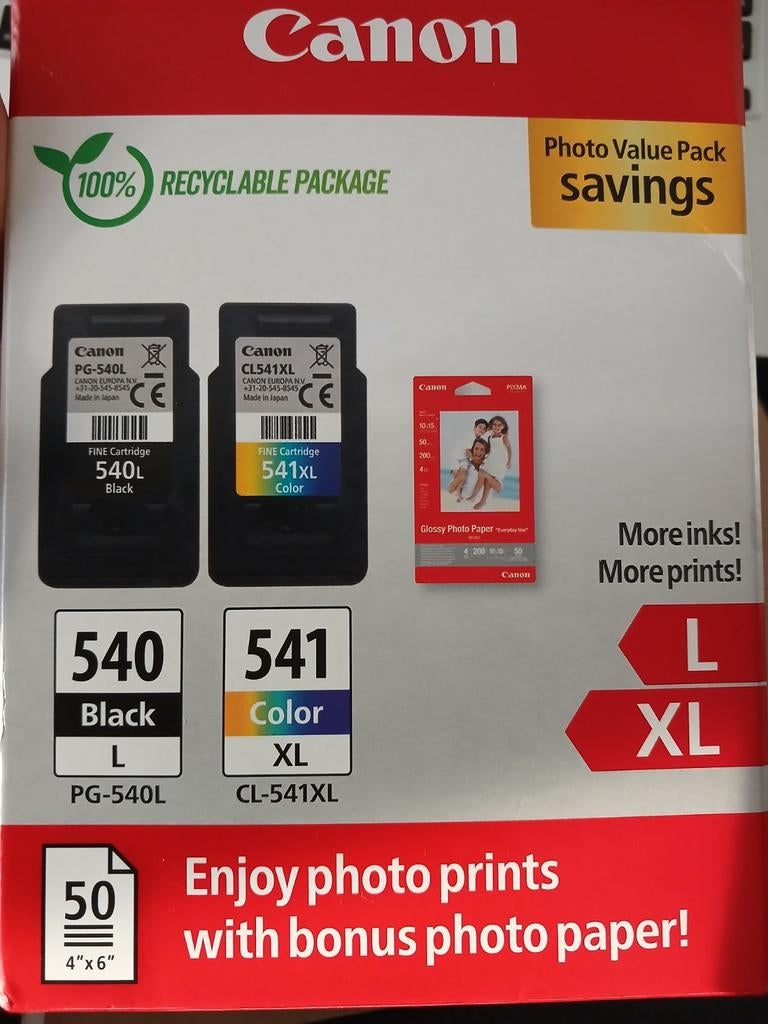 Canon 540&541 black and colour ink, Ophalen of Verzenden, Nieuw, Canon